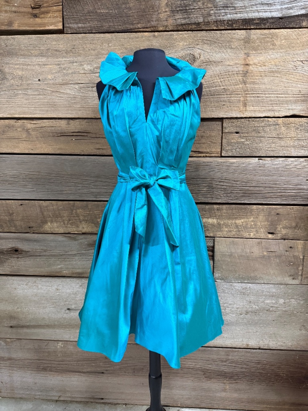 Flores & Flores Dress with ruffle collar, Aqua, size 6